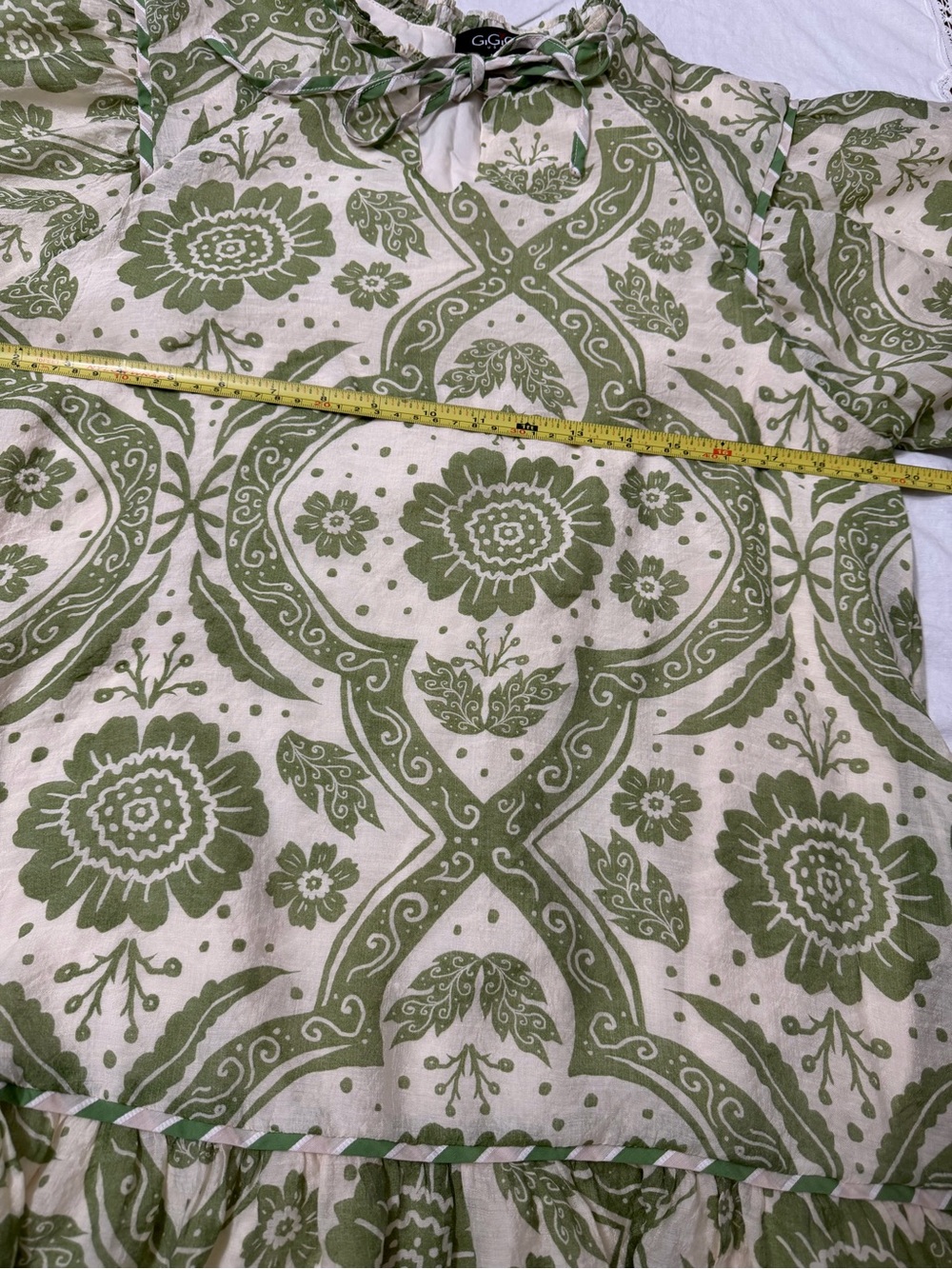 GiGiO USA green and cream floral boho dress size M - Picture 3 of 5